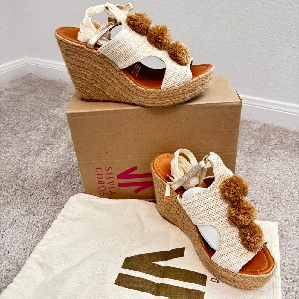SILVIA COBOS Women Lace Up High Rise Platform Espadrilles